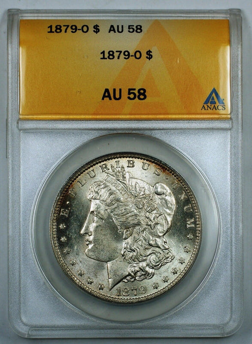 1879-O Morgan Silver Dollar Coin, ANACS AU-58, Toned, JT