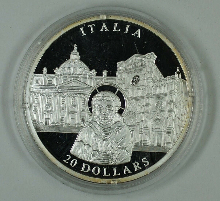 2001 Republic of Liberia Italia 20 Dollar Silver Proof Coin as Issued
