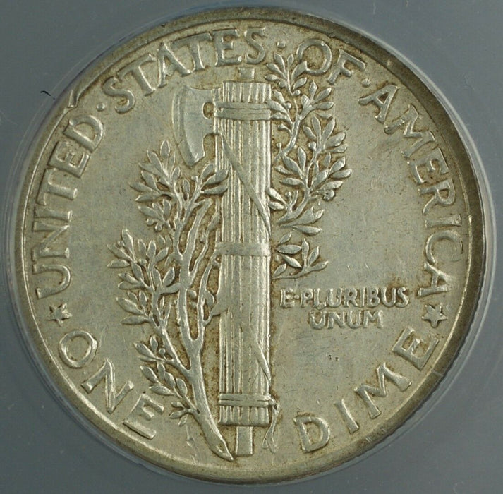 1942/1 Mercury Silver Dime 10c ANACS AU-58 Details Scratched Scarce Overdate GBr
