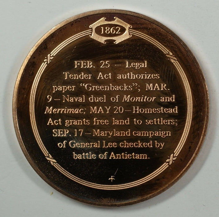 History of the U.S. First Battle of Ironclads (1862) Proof Bronze Medal