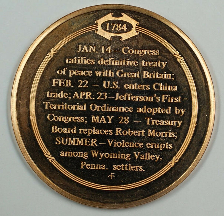 History of the U.S. Congress Ratifies Peace Treaty (1784) Proof Bronze Medal