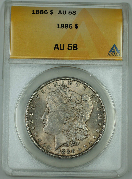 1886 Morgan Silver Dollar Coin, ANACS AU-58, (Better Coin)