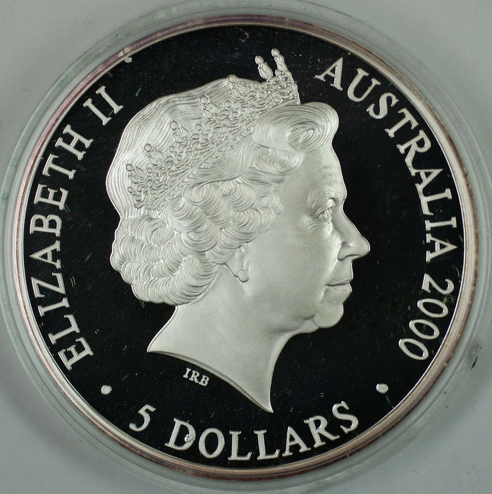2000 Australia $5 Sea Change Proof .999 Silver 1oz Coin-Sydney Olympics