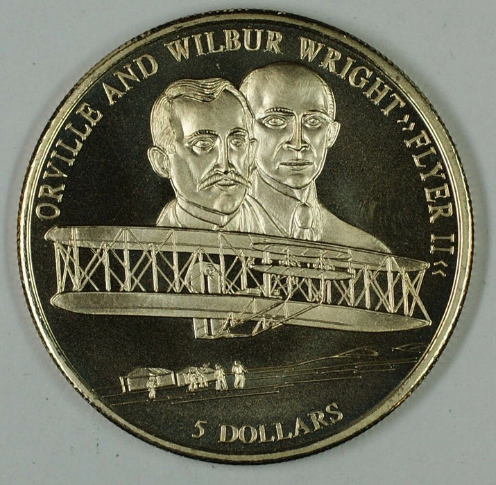 2000 Republic of Liberia Orville and Wilbur Wright 5 Dollar Coin as Issued