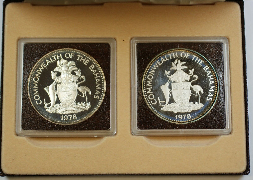 1978 Bahamas 5th Anniv. Prince Charles 2 Coin Silver Proof Set with Case and COA
