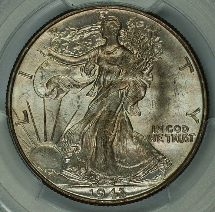 1943 Walking Liberty Silver Half Dollar, PCGS MS-64, Lightly Toned, New Holder