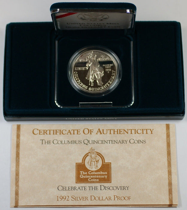 1992 Colombus Quincentenary Proof Silver Dollar Commem Coin in Mint Packaging