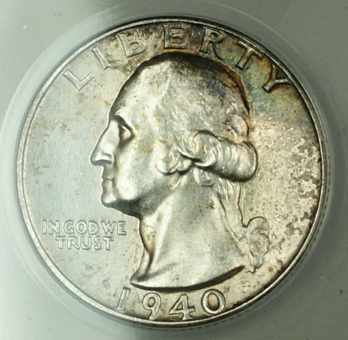 1940 Silver Washington Quarter 25c, ANACS MS-60, Details, (Better, Choice Coin)