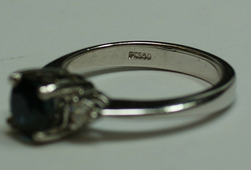 Ladies 950 Platinum AA 1.5 CT Sapphire & G VS1 Diamonds Ring, Sz 5.5