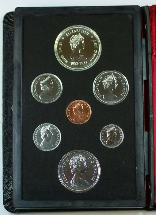 1977 Canada Prooflike Set 7 Beautiful GEM Coins In Case CASE DEFECT