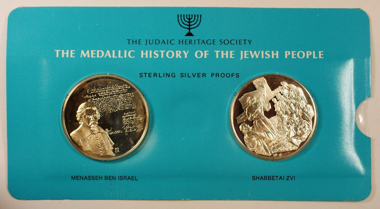 Menasseh Ben Israel & Shabbetai Zvi 1oz Silver Medal-History of Jewish People-42