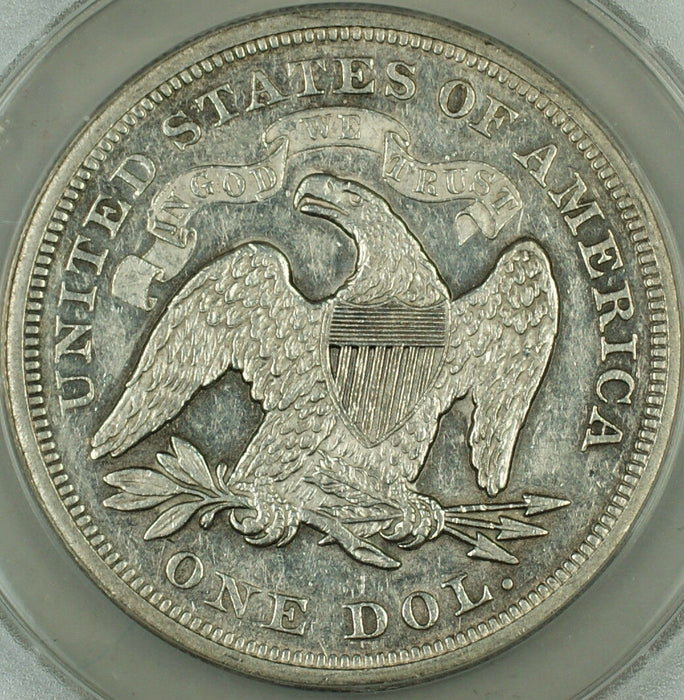 1871 Seated Liberty Silver Dollar $1 ANACS AU-55 Details Cleaned, AKR