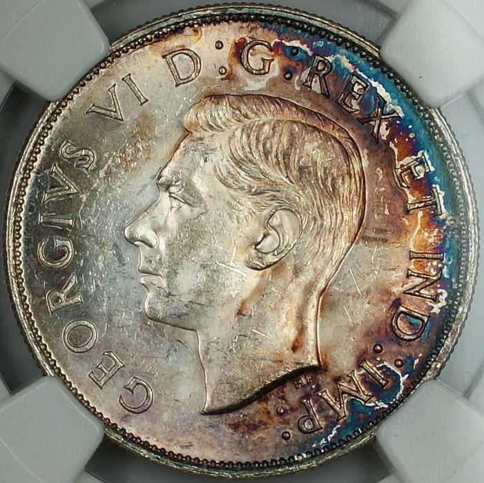 1942 Canada 50c Half Dollar, NGC MS-61, *Toned* Silver Coin