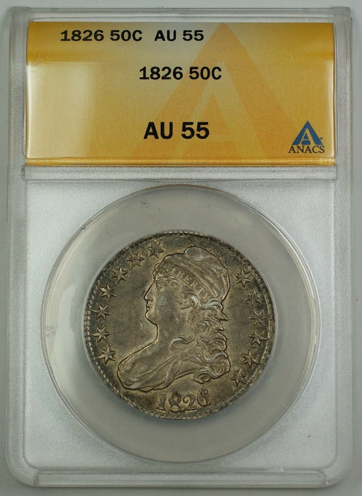 1826 Capped Bust Silver Half Dollar Coin 50c ANACS AU-55 GBr