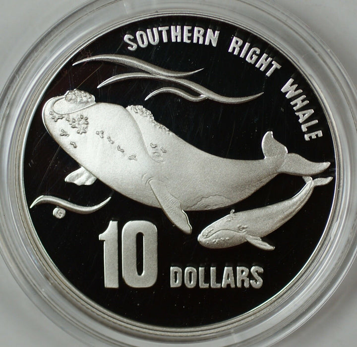1996 Australia $10 Southern Right Whale- Proof .925 Silver Coin w/ Box & COA