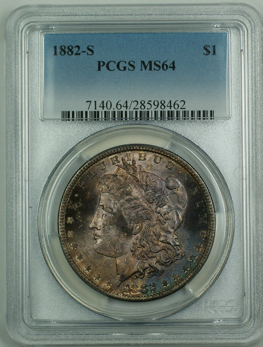 1882-S Morgan Silver Dollar $1 PCGS MS-64 *Nicely Toned* JS