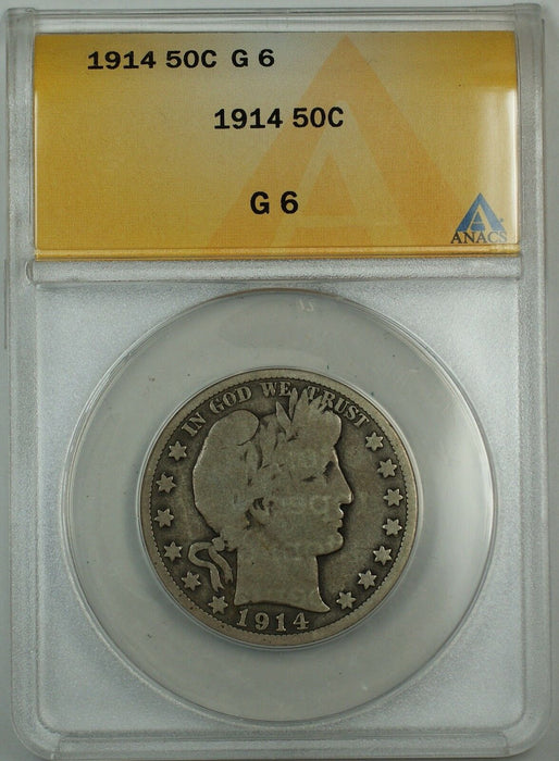 1914 Barber Silver Half Dollar, ANACS G-8