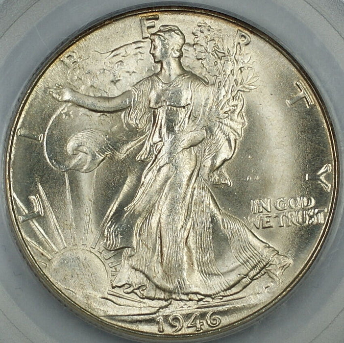 1946-D Walking Liberty Silver Half Dollar, PCGS MS-65 Reverse Toned