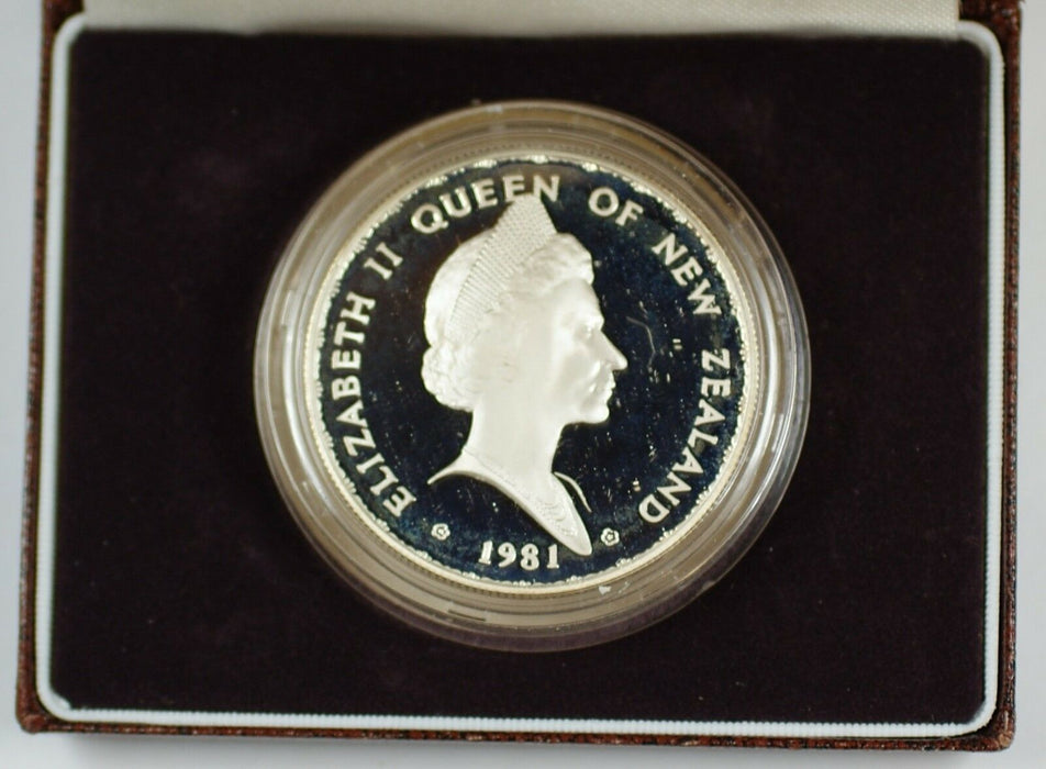 1981 New Zealand Proof Silver Dollar Commemorating the Royal Visit, In Case