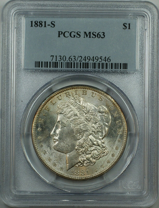 1881-S Silver Morgan Dollar Coin, PCGS MS-63, Better Coin, JT