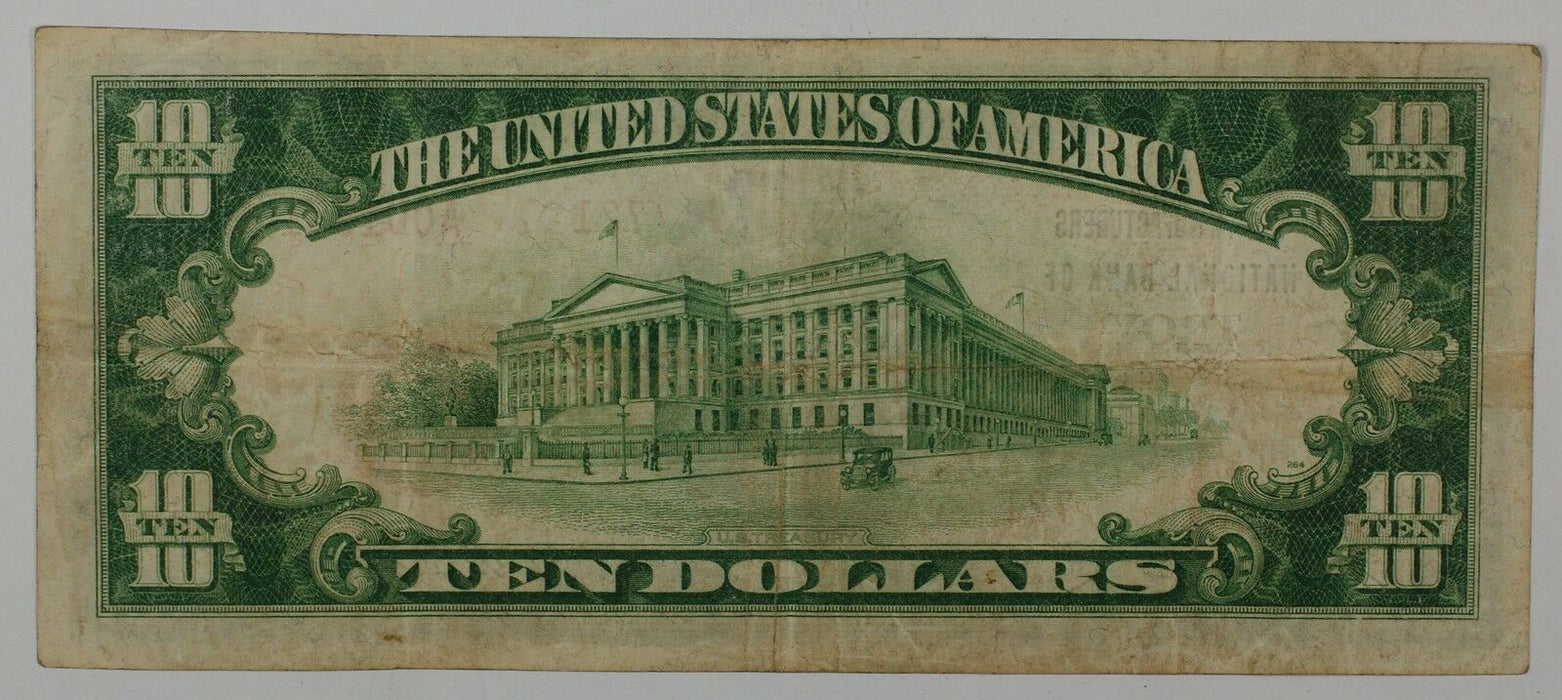 1929 $10 National Currency Bank Note- Troy, New York- Type 2- 721- Rensselaer