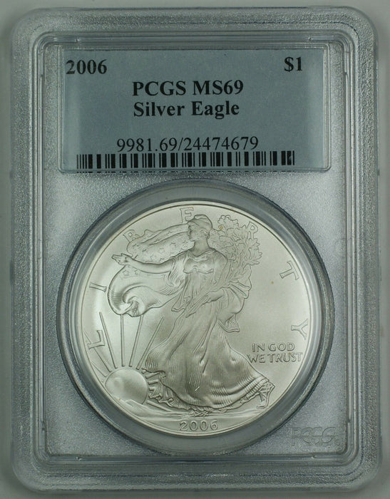 2006 American Silver Eagle Coin PCGS MS-69 GEM Nearly Perfect