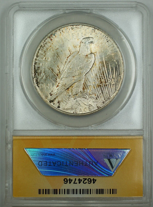 1922 Silver Peace Dollar Coin $1 ANACS MS-63 Toned Choice BU