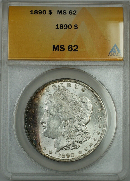 1890 Morgan Silver Dollar $1 Coin, ANACS MS-62 Toned