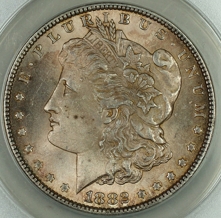 1882 Morgan Silver Dollar Coin $1, ANACS MS-63, Toned