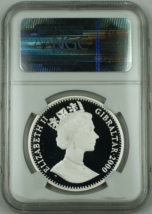 2000 Gibraltar Silver Crown Proof Coin, NGC PF-69 UC, Elizabeth, Queen Mother