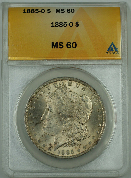 1885-O Morgan Silver Dollar, ANACS MS-60, (Better Coin, Choice)