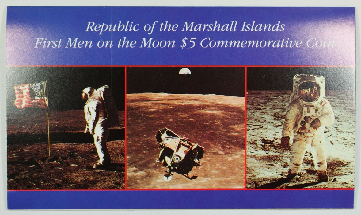 1989 Marshall Islands $5 Coin "First Men on the Moon" in Presentation Folder
