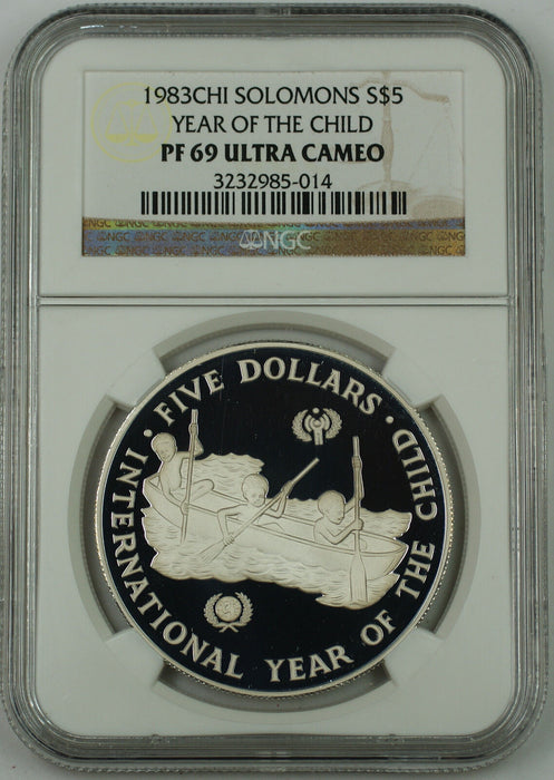 1983 Solomon Islands Silver 5 Dollar Proof Coin, NGC PF-69 UC, Year of the Child