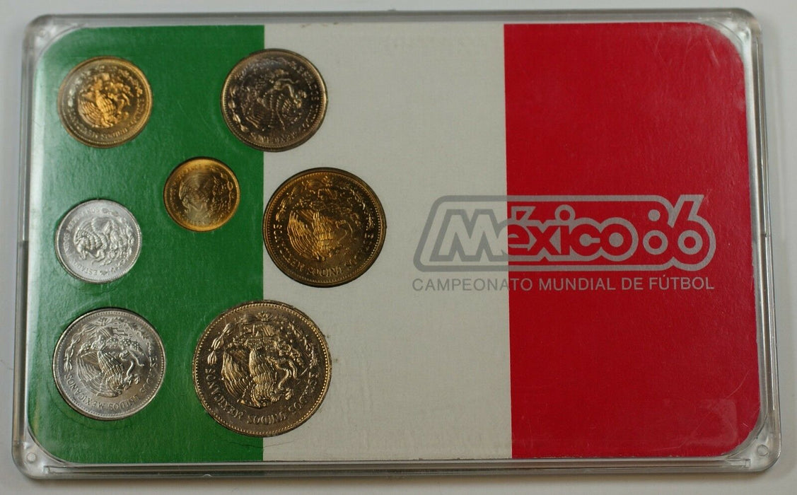 Mixed Date Mexico Mint Set Commemorating The 1986 FIFA World Cup BU UNC Coins