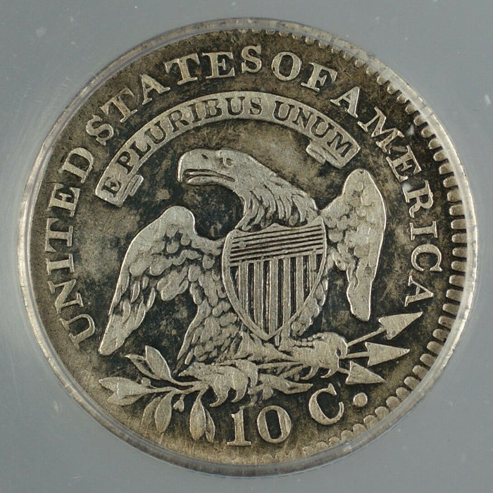 1821 Capped Bust Silver Dime 10c ANACS VF-25 Details Scratched Cleaned GBr