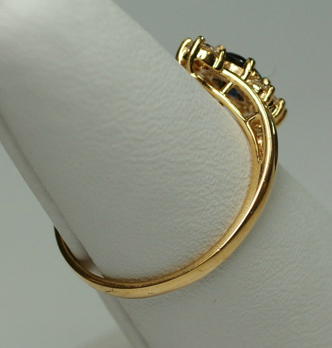 Ladies 14K Yellow Gold AA .5CT Sapphire & Diamond Ring, Sz 6.5
