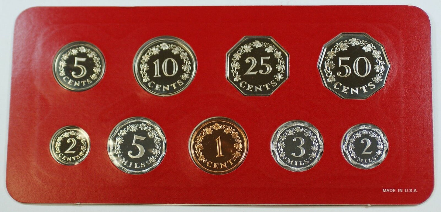 1978 Republic of Malta Proof Set, 9 Gem Coins, Made by the Franklin Mint W/ COA