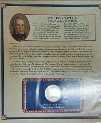 Margaret Taylor First Spouse Gold Plated US Mint Medal w/Info Page from PCS
