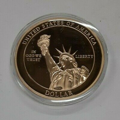 Bill Clinton American Mint Gold Plated Trial Dollar Commem in Capsule