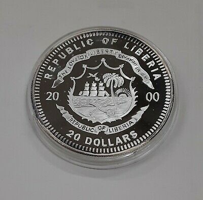 2000 Republic of Liberia Silver $20 Lockheed Constellation Proof Coin w/Capsule