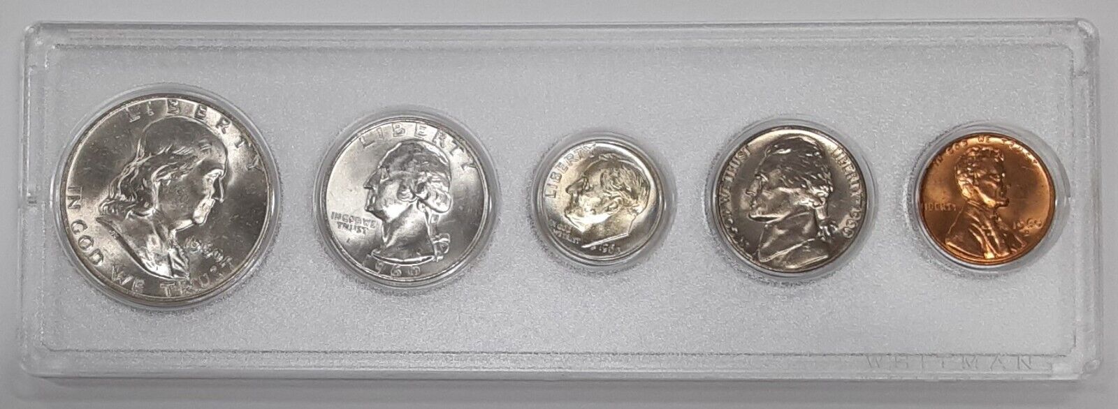 1960-D US Uncirculated Year Set with Silver Half Quarter and Dime 5 Coins Total