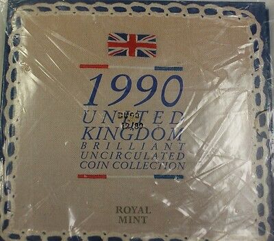 1990 United Kingdom Mint Set Brilliant Uncirculated UK Coins 8 Coins Total