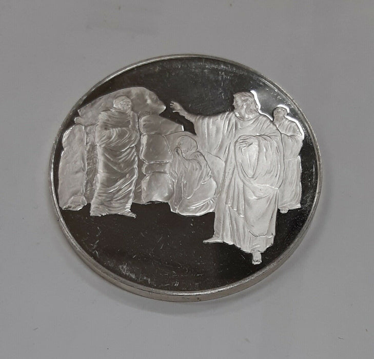 Franklin Mint Life of Christ .925 Silver Medal by Benvenuti-Raising of ...