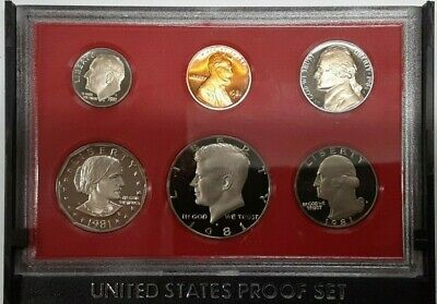 1981 US Mint Proof Set 6 Gem Coins in Original Mint Plastic - NO Sleeve