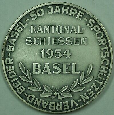 1954 Basel Switzerland Silver Swiss Shooting Medal R169a in Original Case