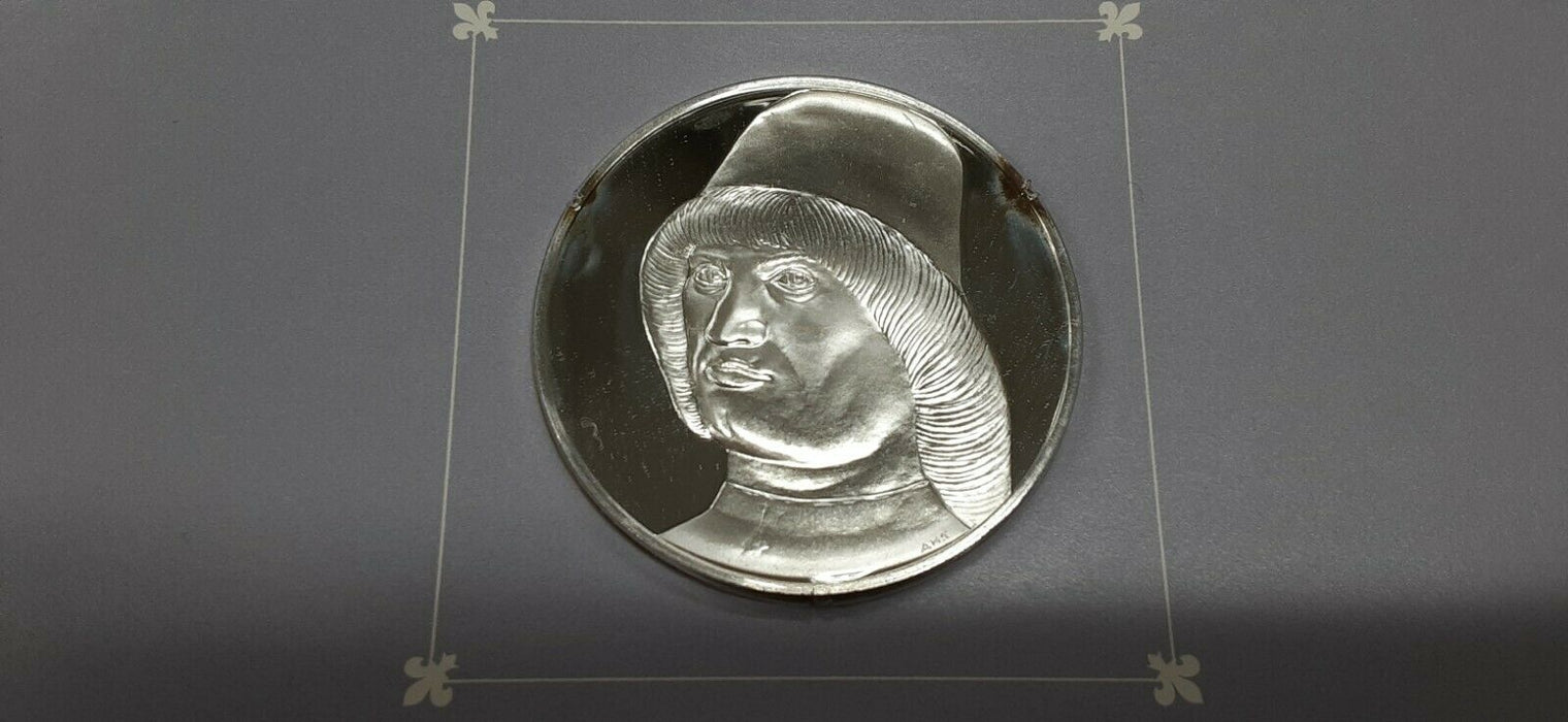 Franklin Mint Treasures of The Louvre .925 Silver Medal-Portrait Man/Condottiere
