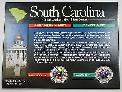 (2) 2000 South Carolina Colorized State Quarter P&D-BU-w/Colorful Display Card
