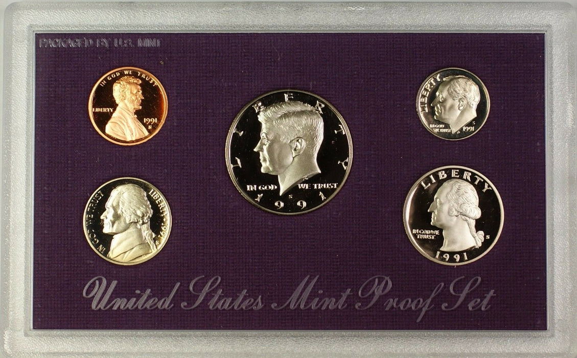 1991 US Mint 5 Coin Proof Set - Coins ONLY NO Box and COA