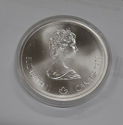 1974 Canada RCM 10 Dollar 1976 Montreal Olympic Games BU Silver Coin - Lacrosse