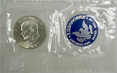 1971-S Uncirculated 40% Silver Eisenhower IKE Dollar Coin Mint Packaging UNC